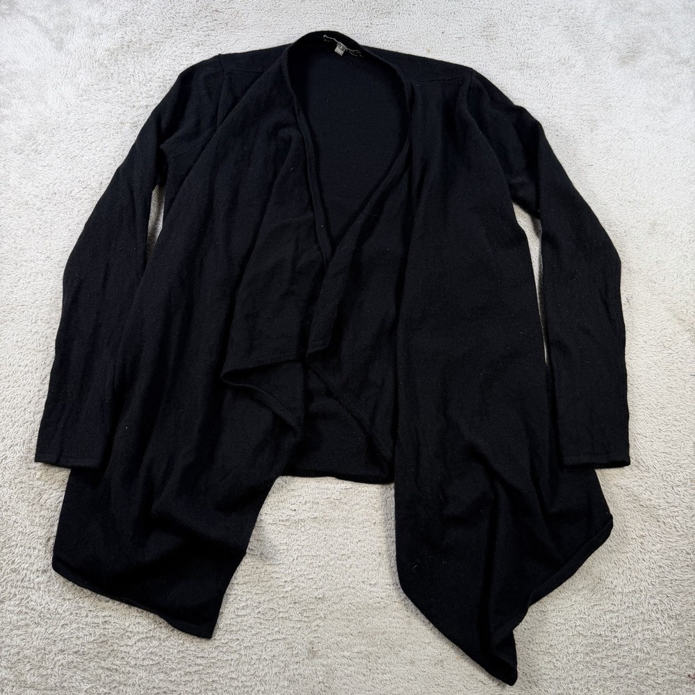 Neiman Marcus Cardigan Sweater Womens Small Black 100% Cashmere Open Front Soft